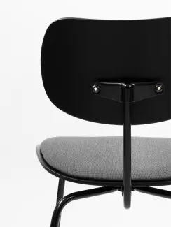Detail of the SE 68 Multi Purpose Chair in black with upholstery