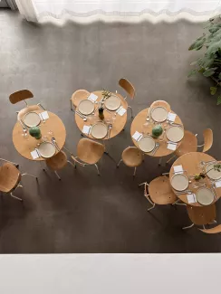 Dining Setting at Klub Maison with SE68 Multi Purpose Chair and SE 330 Coffee Table