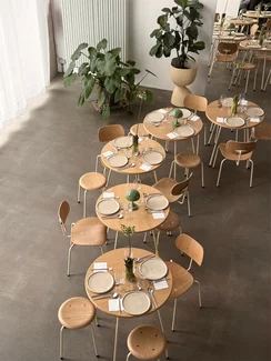 Dining Setting at Klub Maison with SE68 Multi Purpose Chair and SE 330 Coffee Table